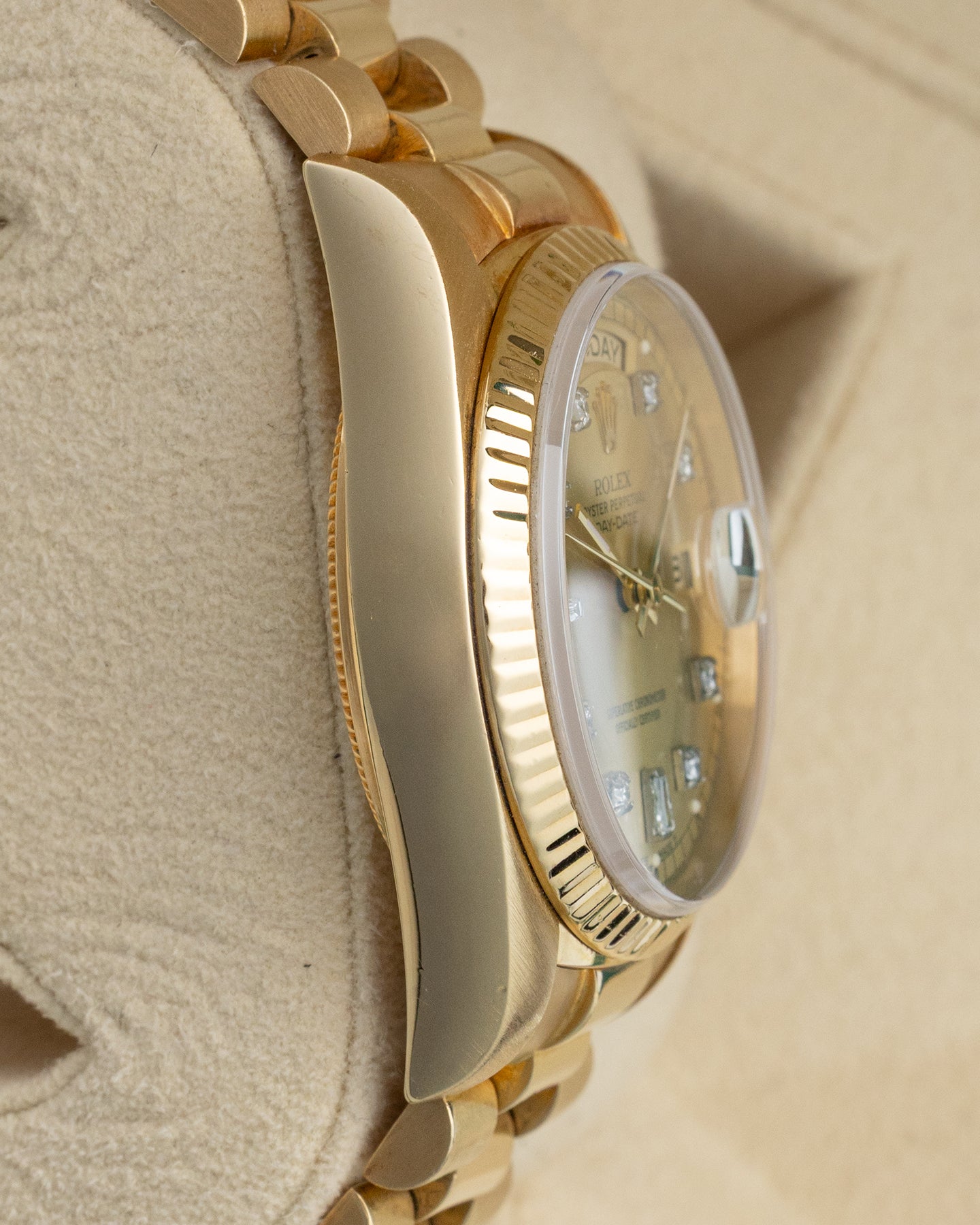 Rolex Day-Date 36 18238 Chamgpagne Diamond | Noah's Fine Jewelry & Watches