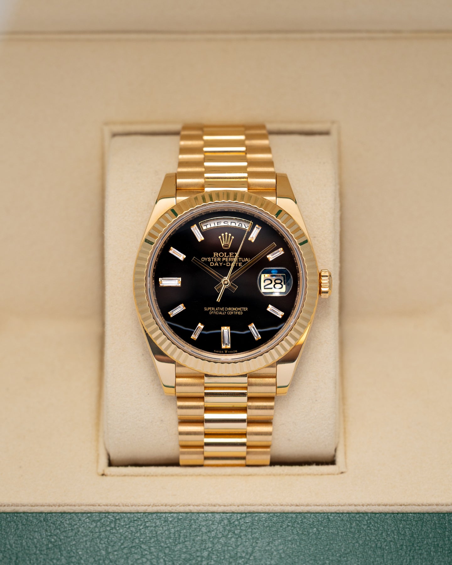 Rolex Day-Date Onyx Diamond 228238 | Noah's Fine Watches and Jewelry