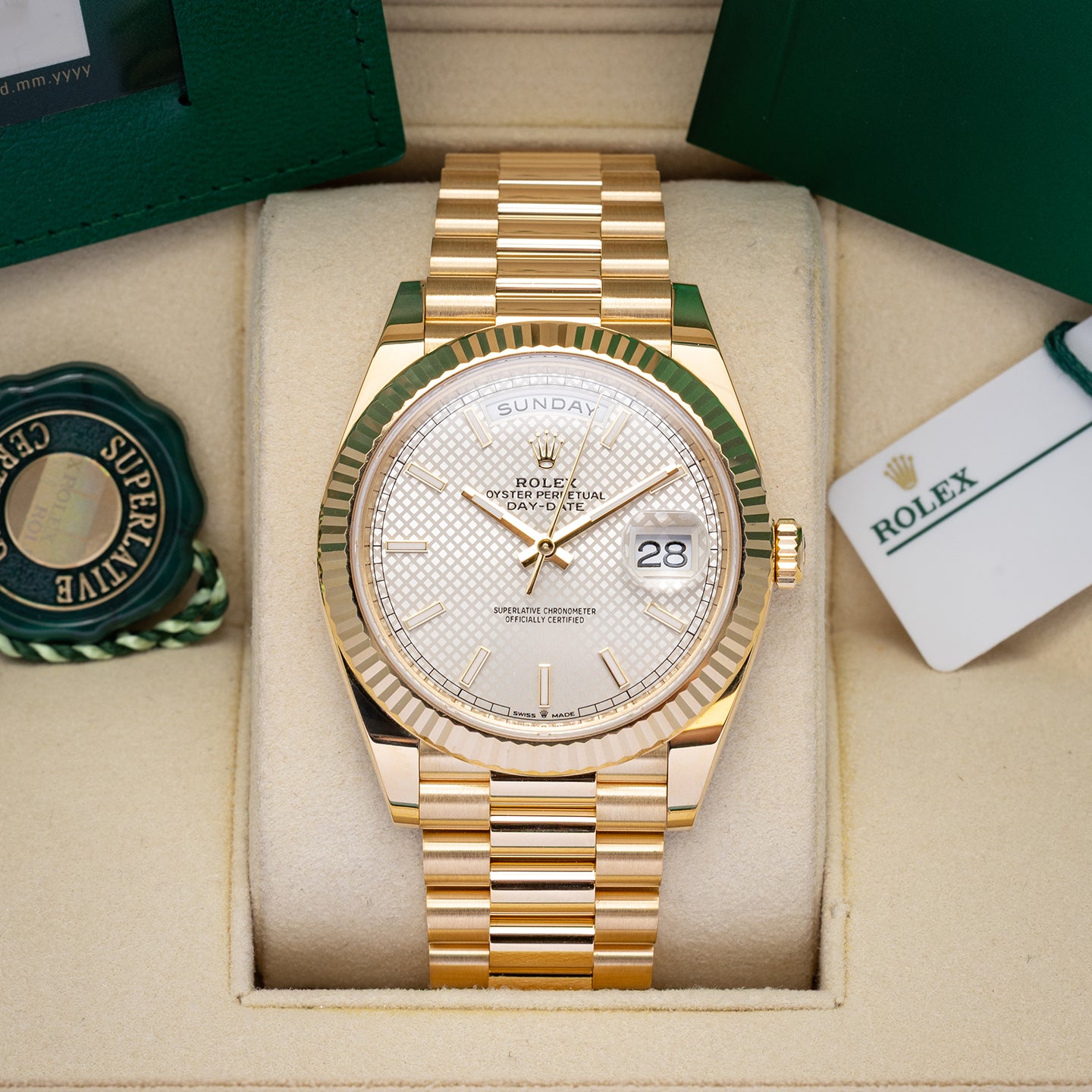 Rolex Day-Date Silver Motif 228238 | Noah's Fine Watches and Jewelry