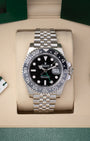 Pre owned 2026 Rolex GMT-Master II 126710GRNR Bruce Wayne grey black bezel on Jubilee bracelet at Noah's Fine Watches Dallas