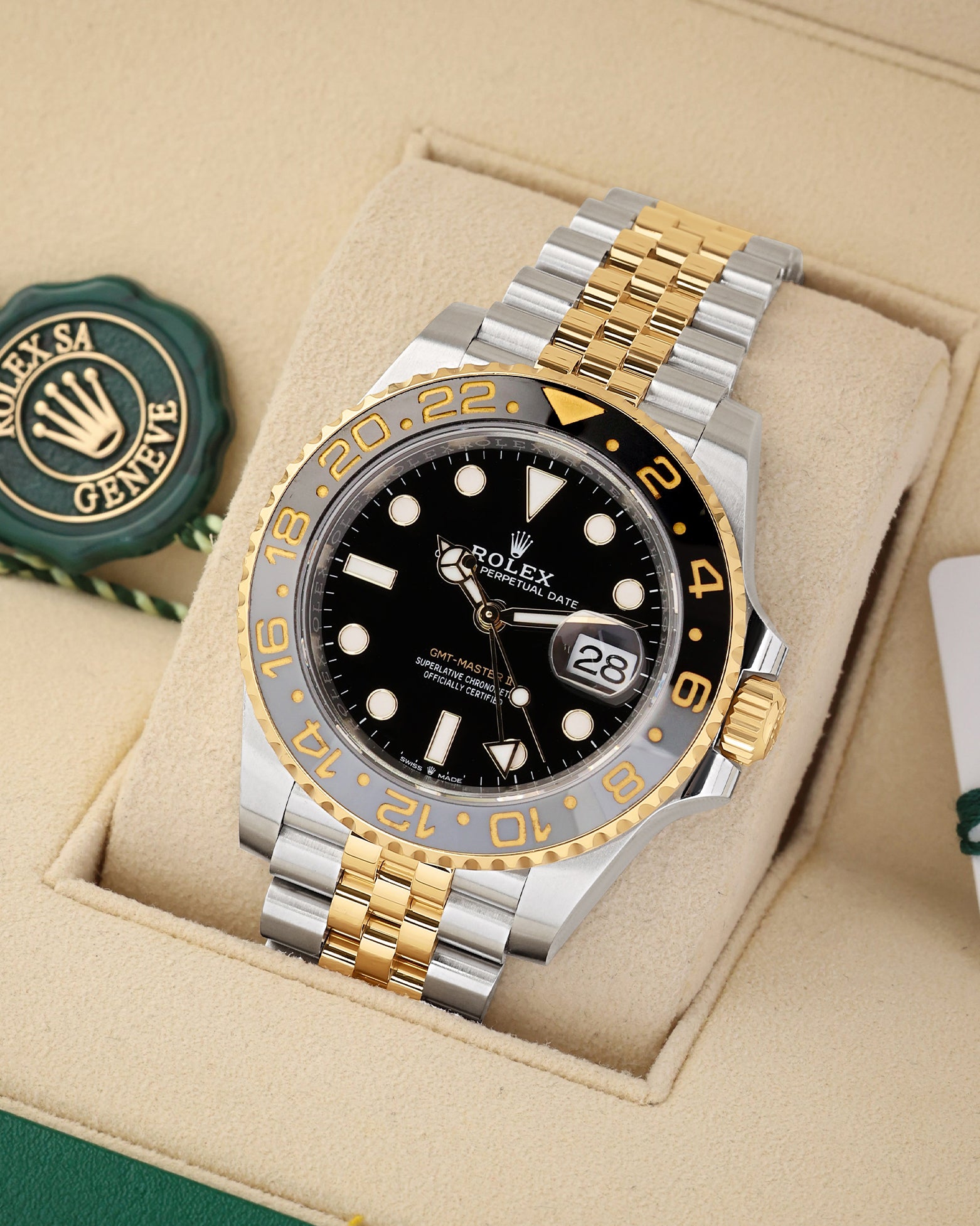 Two Tone Rolex GMT-Master II 126713GRNR | Noah's Fine Watches Dallas