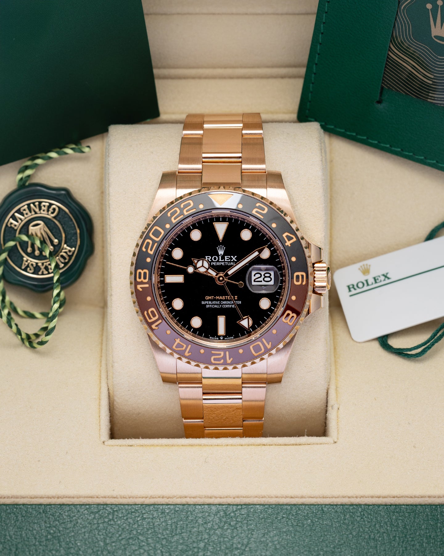 Rose Gold Rolex GMT-Master II 126715CHNR | Noah's Fine Watches and Jewelry