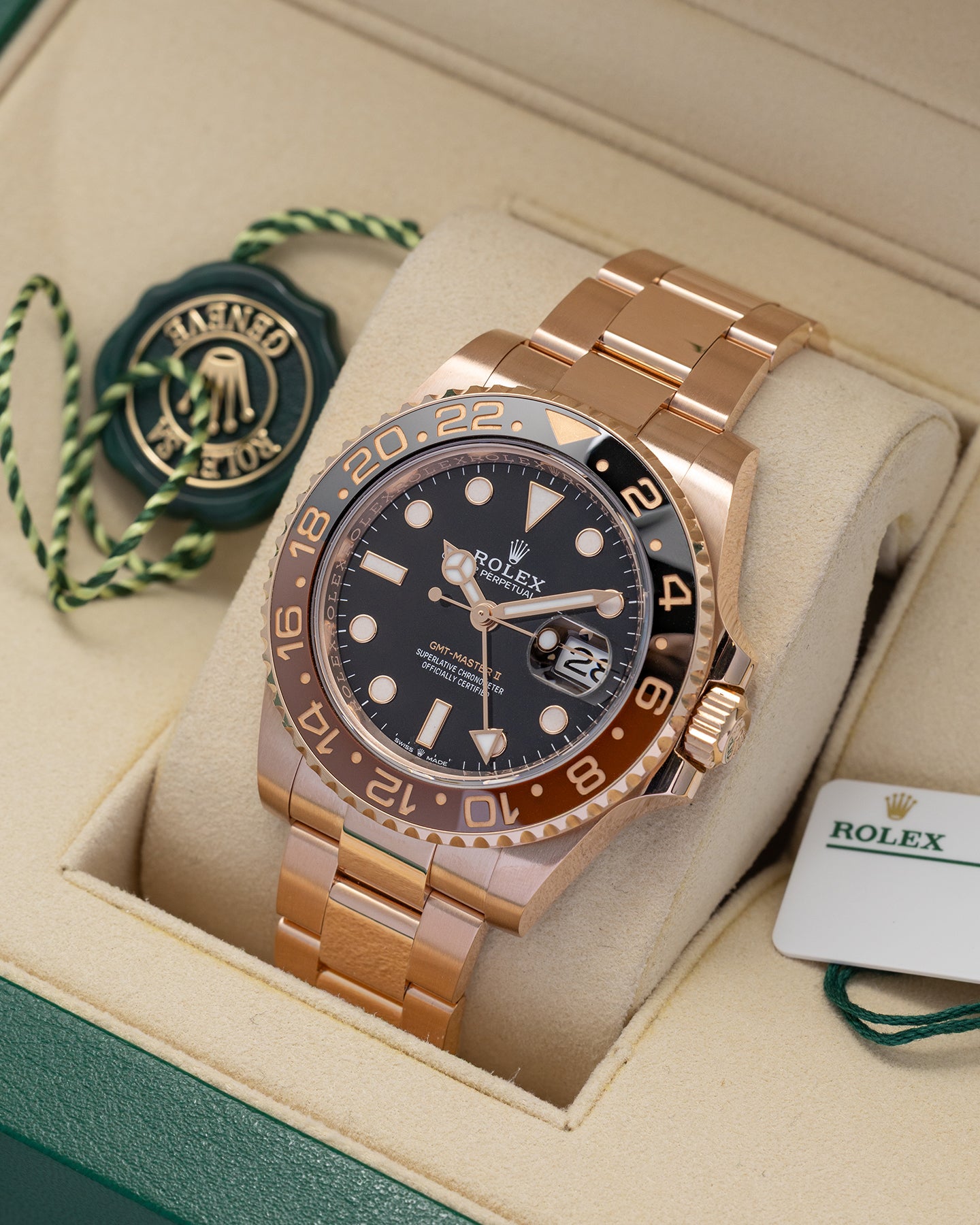 Rose Gold Rolex GMT-Master II 126715CHNR | Noah's Fine Watches and Jewelry