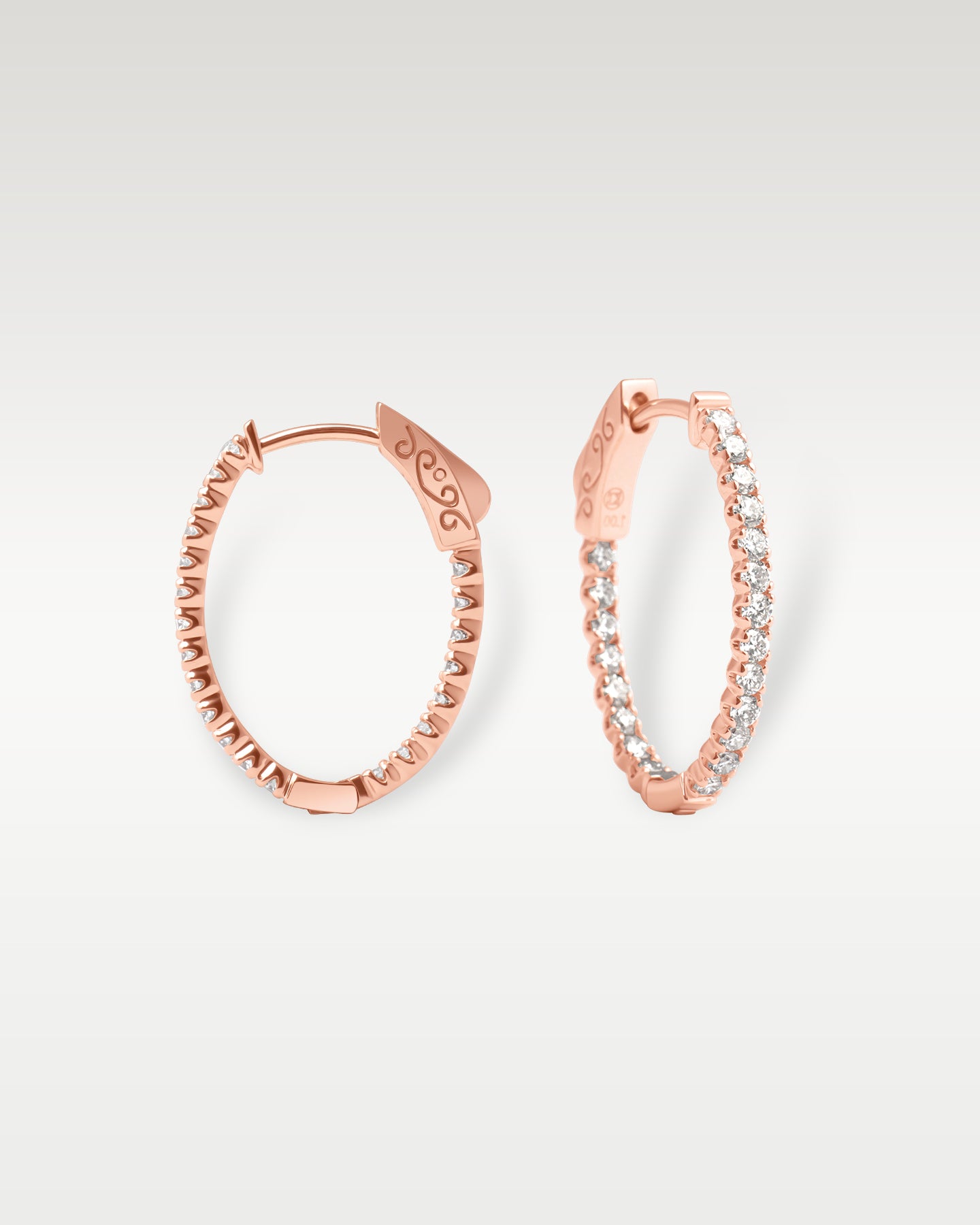 Rose Gold Inside Out Diamond Hoop Earrings | Noah's Fine Jewelry Dallas