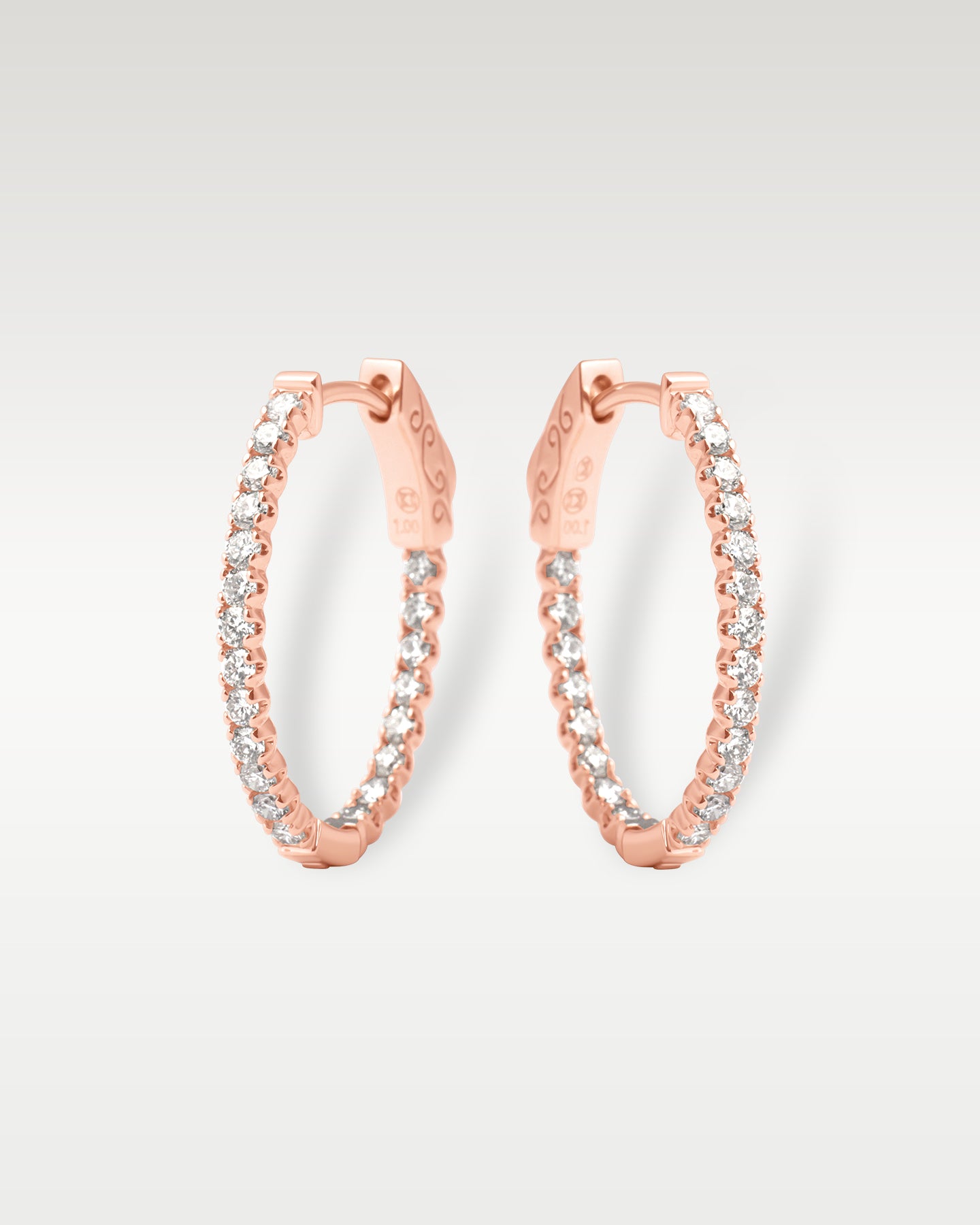 Rose Gold Inside Out Diamond Hoop Earrings | Noah's Fine Jewelry Dallas