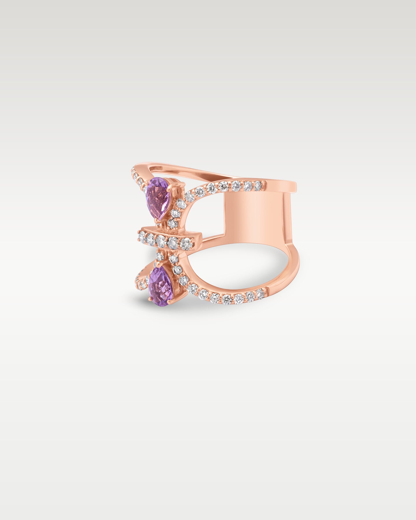 14k Rose Gold Geometric Amethyst Diamond Ring | Noah's Fine Jewelry TX