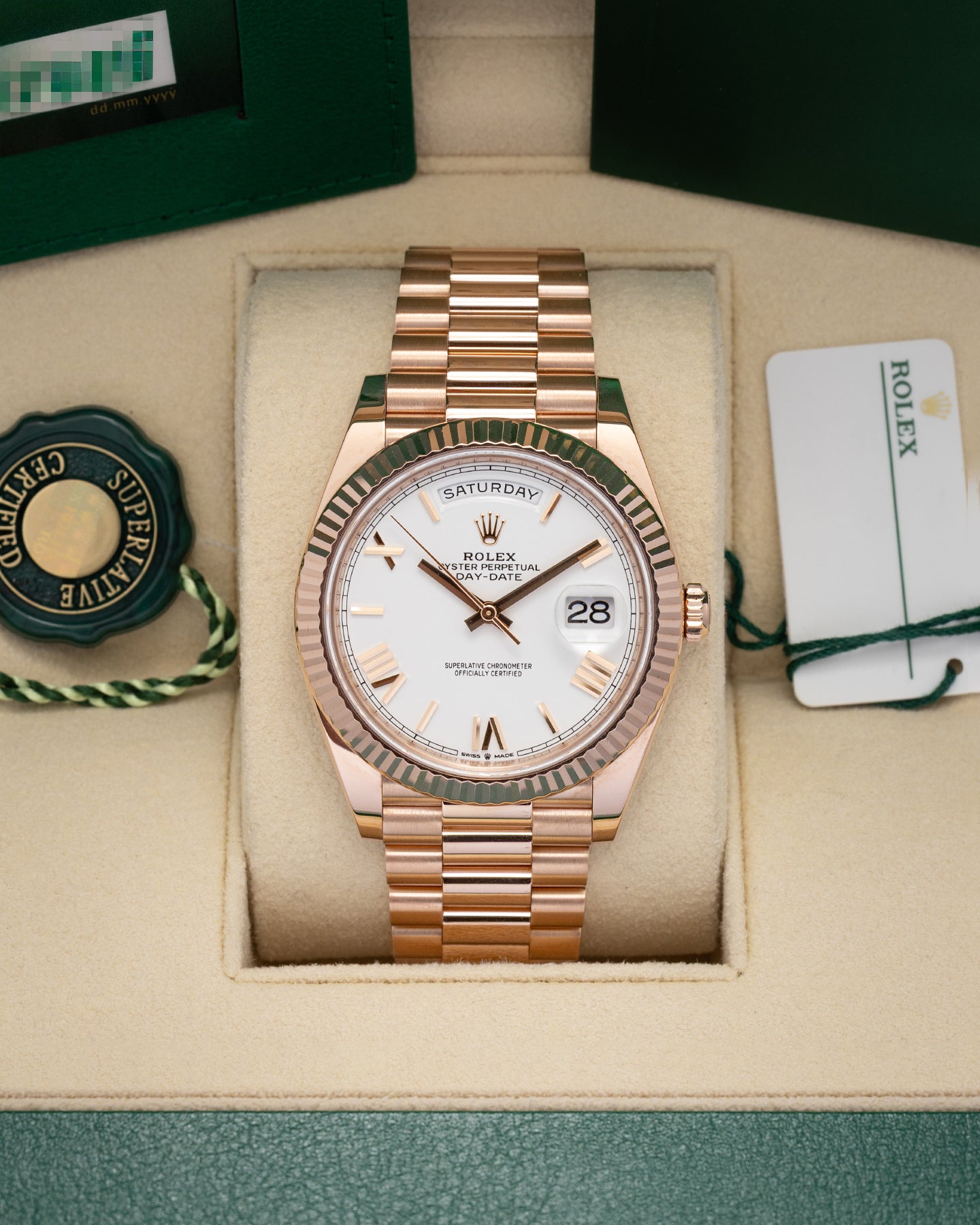 White Rolex Day-Date 40 228235 | Noah's Fine Watches & Jewelry TX