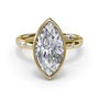 Studio front-facing view of the Fana S4351 ring, emphasizing the clean metal border around the marquise cut center stone and the starburst-like flush band settings