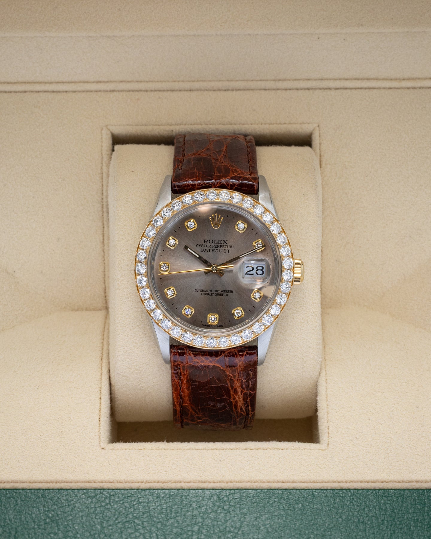 Custom Diamond Rolex Datejust 36 16013 | Noah's Fine Jewelry & Watches USA