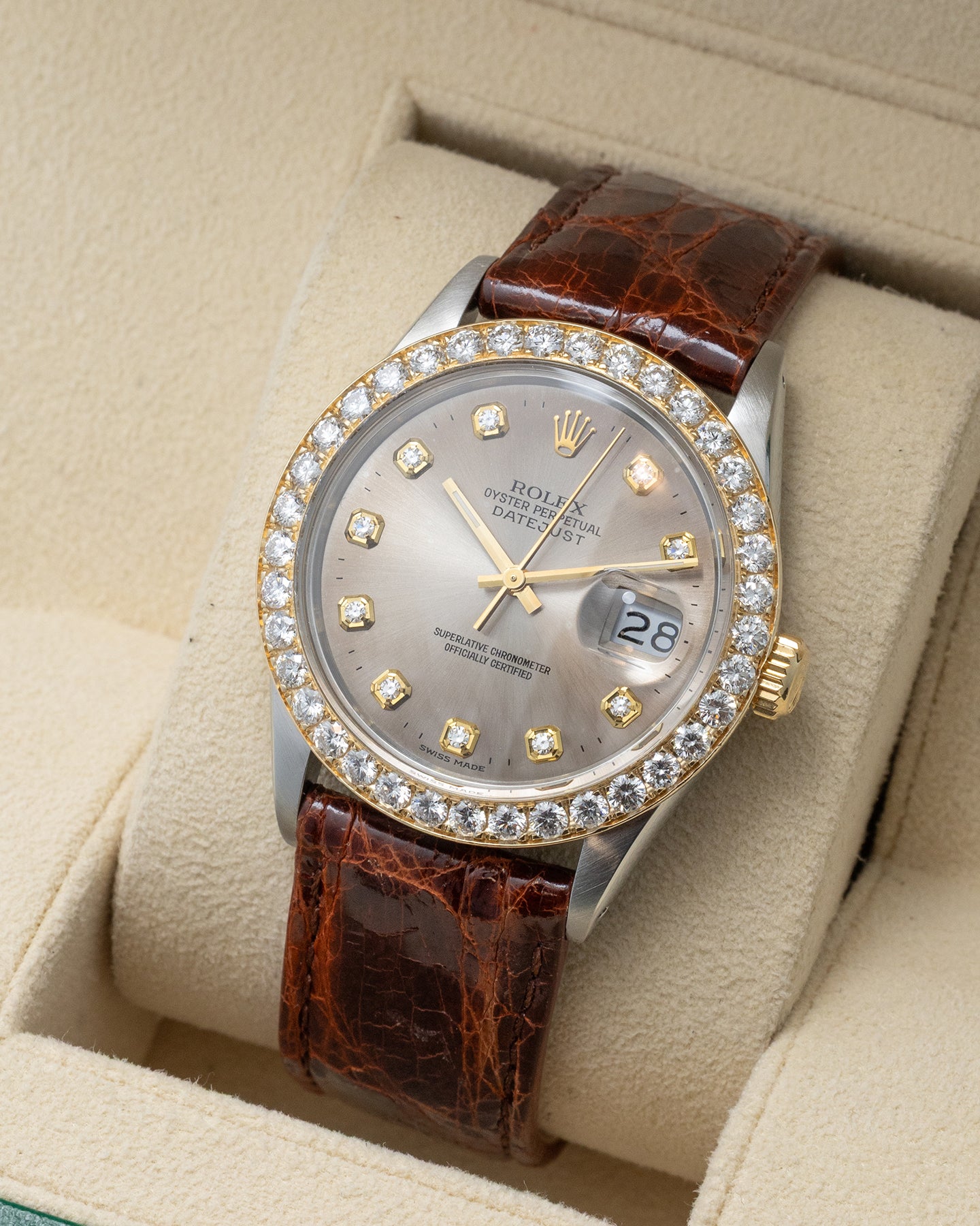 Custom Diamond Rolex Datejust 36 16013 | Noah's Fine Jewelry & Watches USA