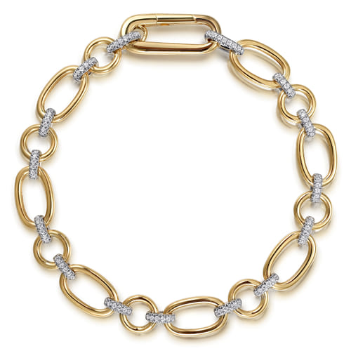 Gabriel & Co. Link Chain Bracelet 14K White and Yellow Gold Diamond