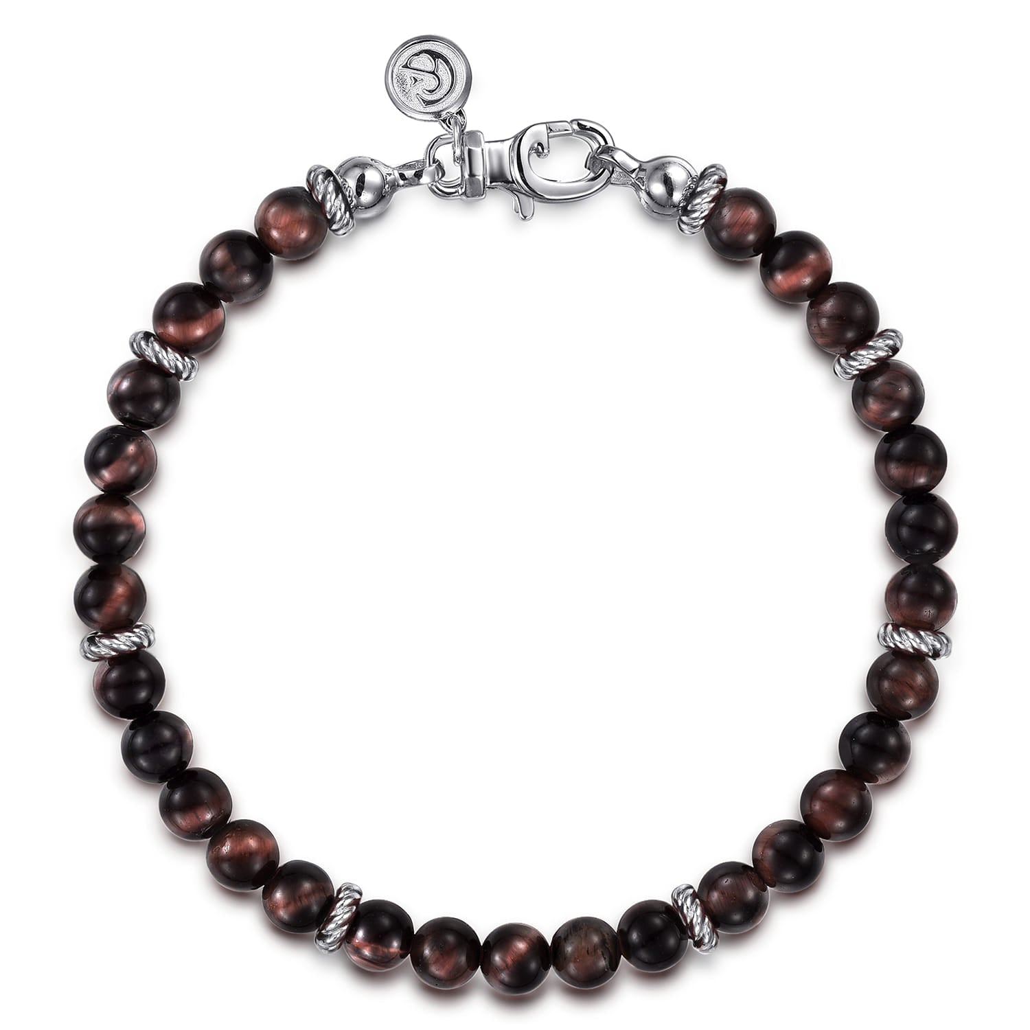 Sterling Silver and 6mm Tiger Eye Beaded Bracelet