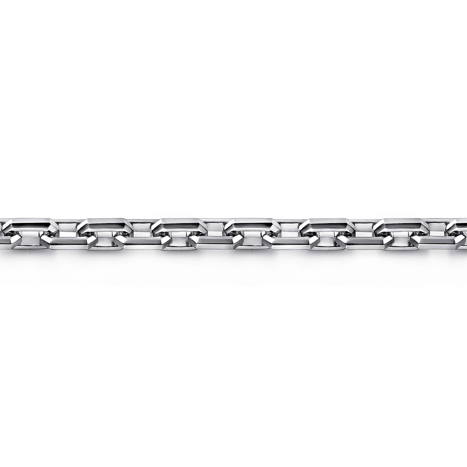 5.50mm 925 Sterling Silver Men's Solid Faceted Link Chain Bracelet