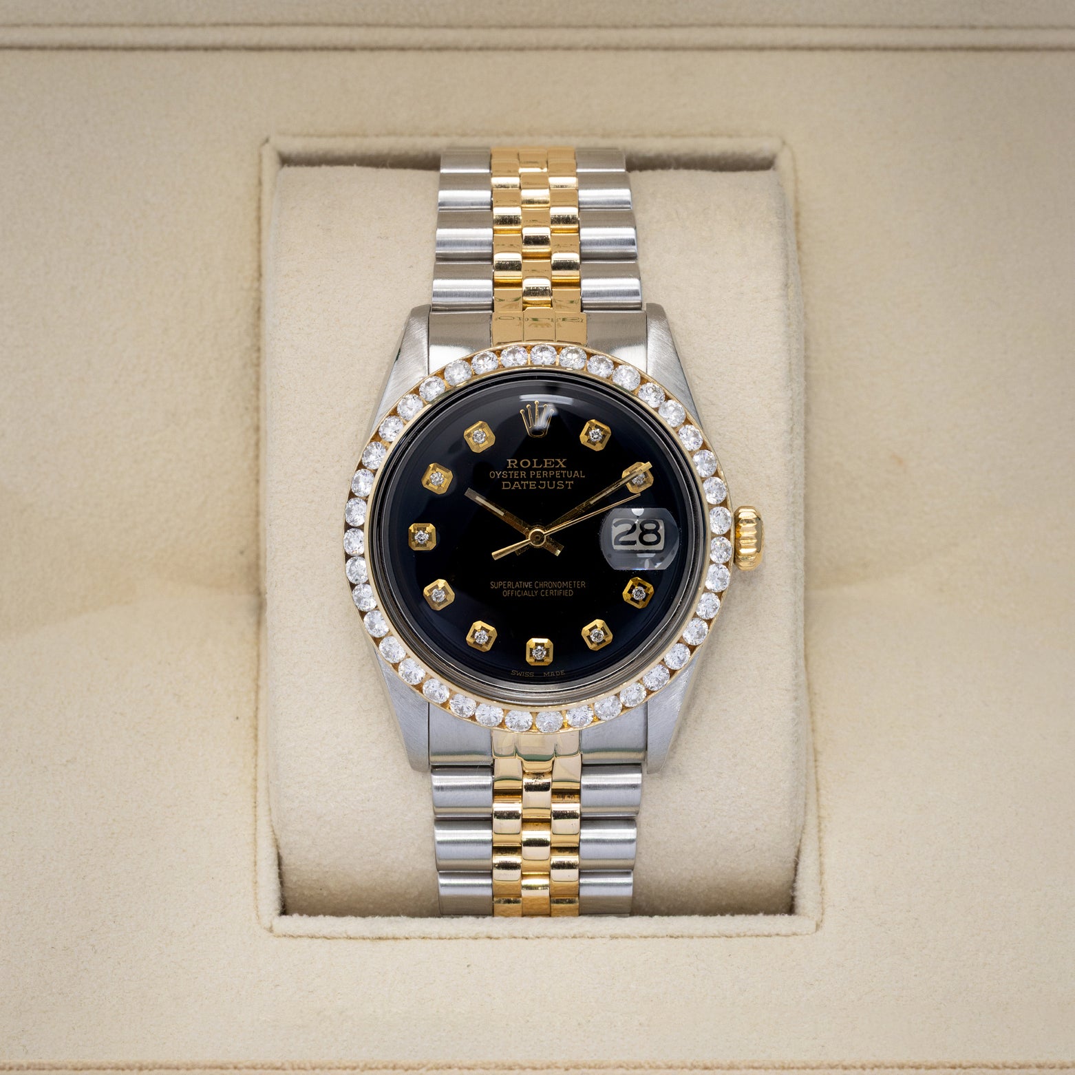 AM Diamond Bezel Rolex Datejust 1601 | Noah's Fine Watches & Jewelry TX