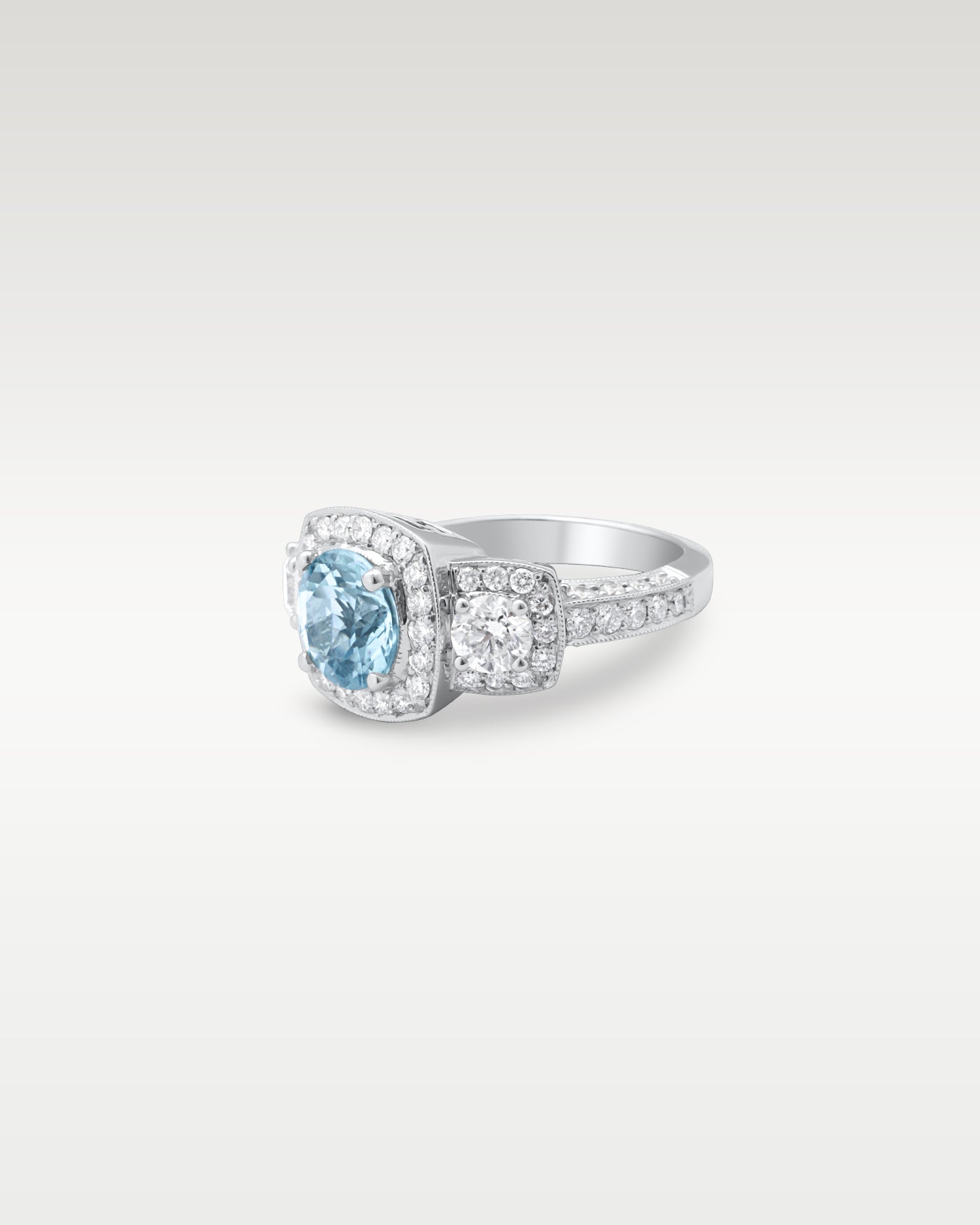 18k White Gold Aquamarine and Diamond Ring | Noah's Fine Jewelry Frisco Texas