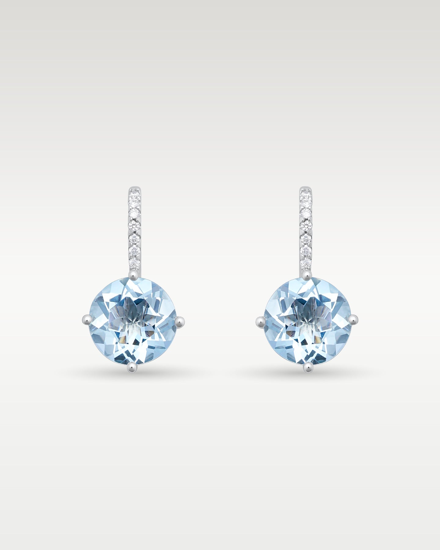 14K White Gold Aquamarine & Diamond Drop Earrings | Noah's Fine Jewelry Dallas, Texas