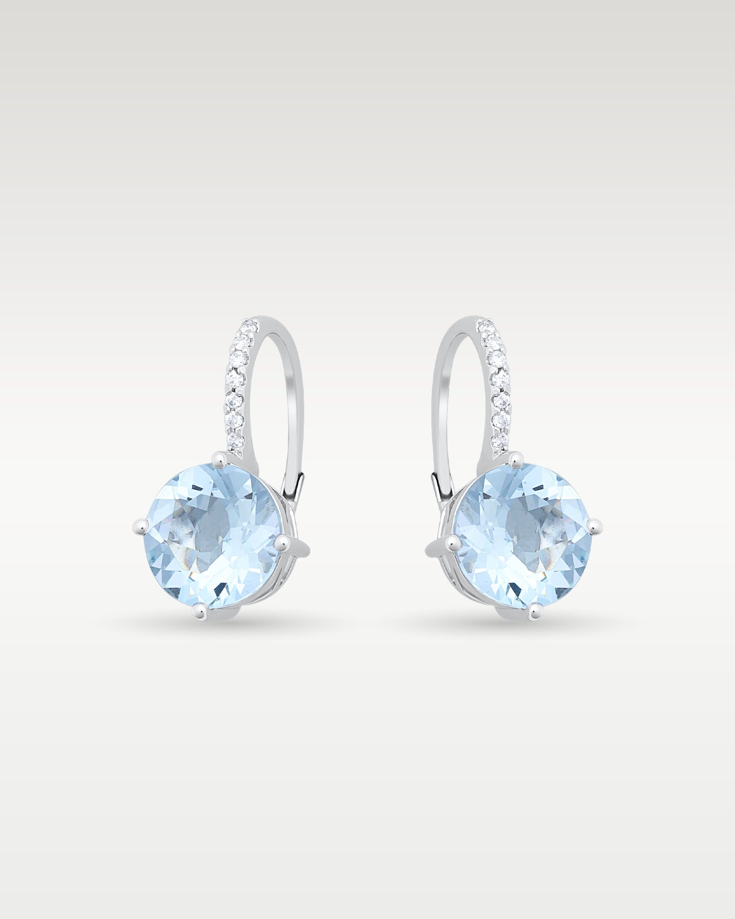 14K White Gold Aquamarine & Diamond Drop Earrings | Noah's Fine Jewelry Dallas, Texas