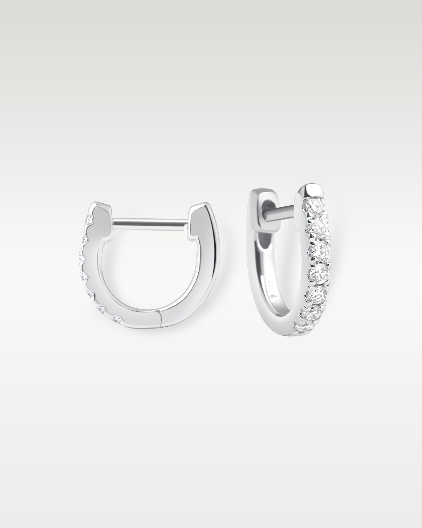 White Gold Diamond Huggie Hoop Earrings | Noah's Fine Jewelry Dallas