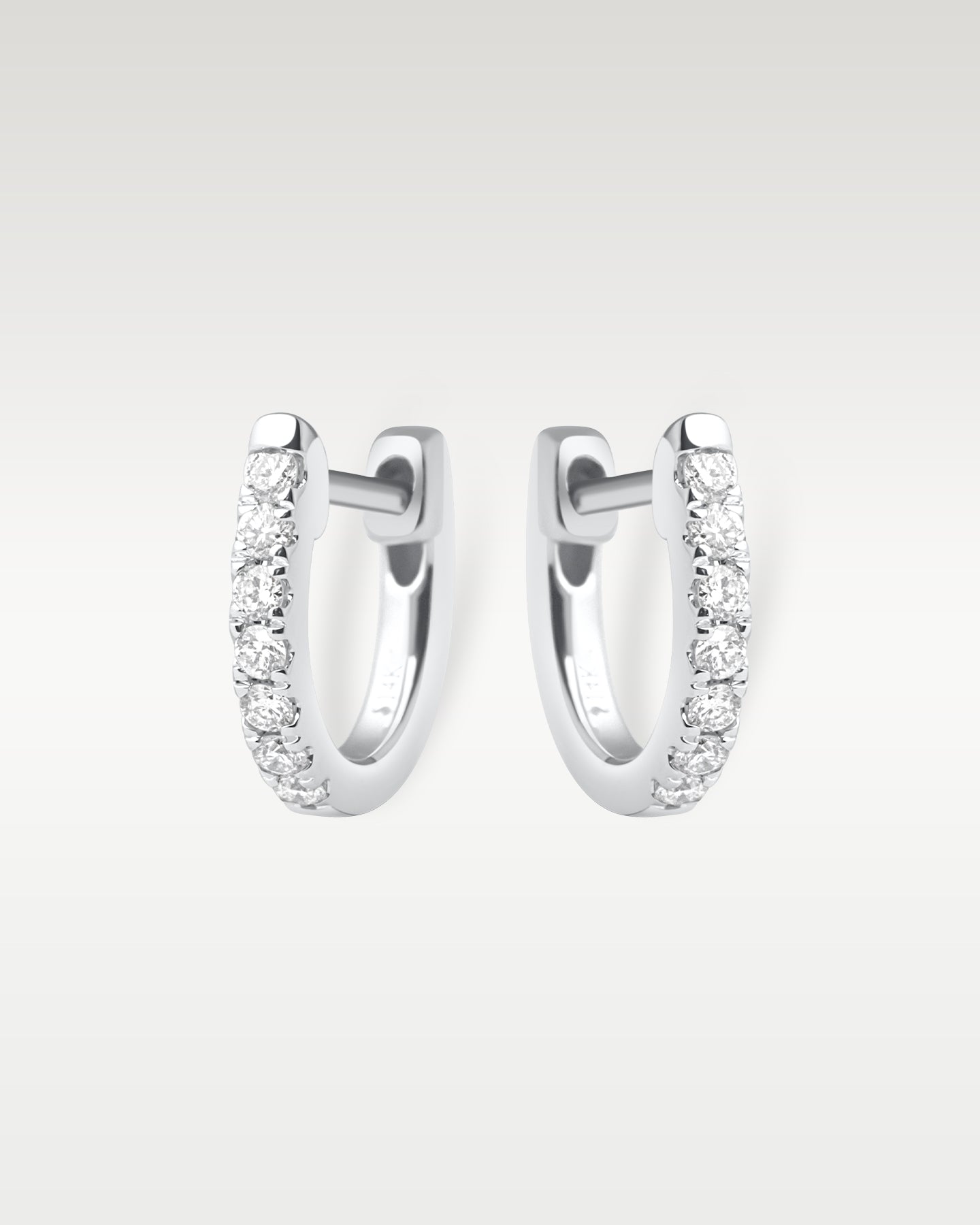 White Gold Diamond Huggie Hoop Earrings | Noah's Fine Jewelry Dallas