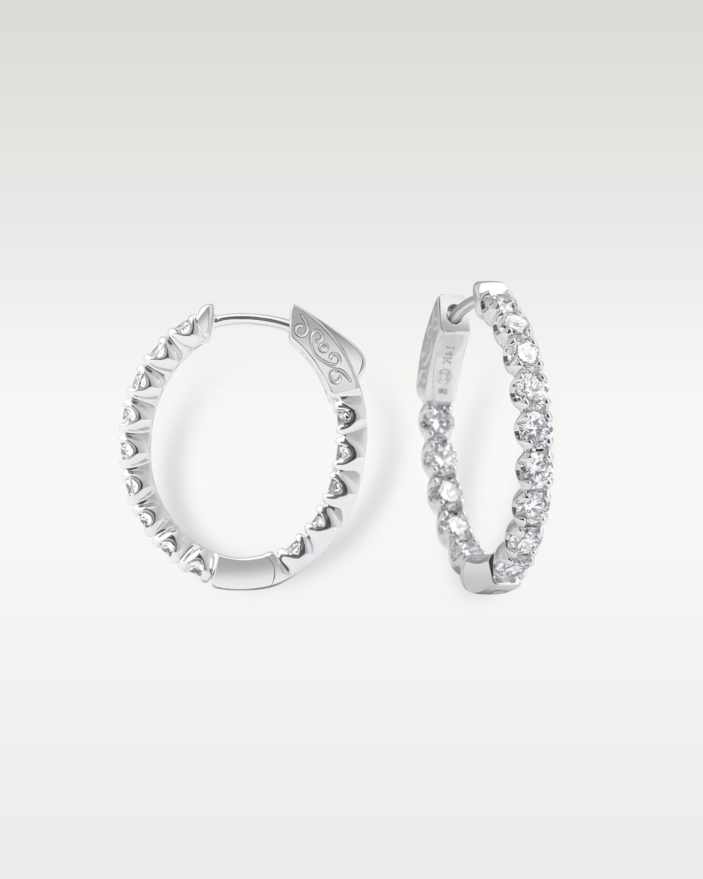 White Gold Inside Out Diamond Pave Hoop Earrings | Noah's Fine Jewelry Dallas