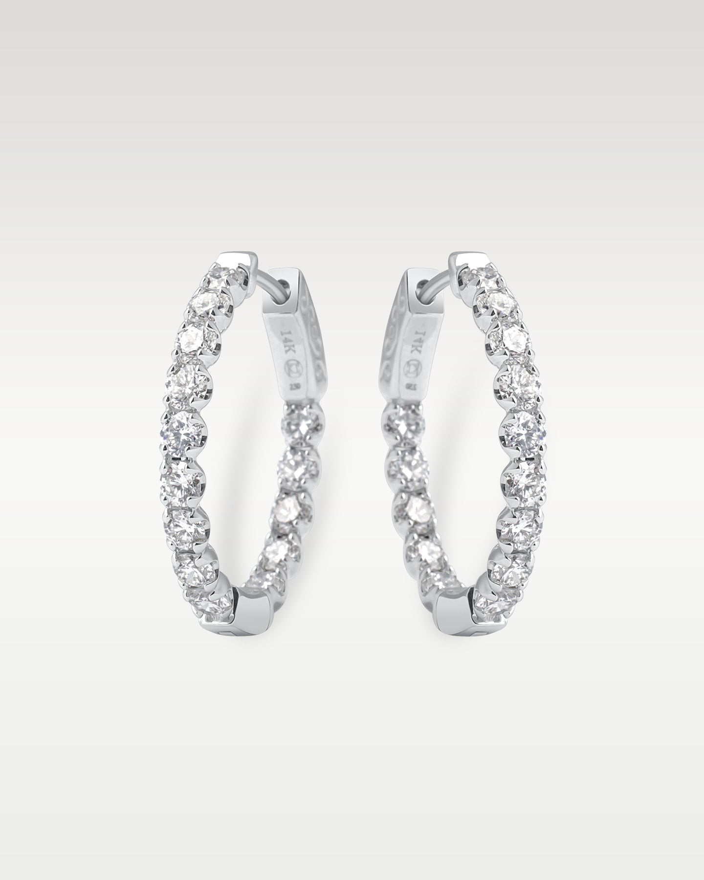 White Gold Inside Out Diamond Pave Hoop Earrings | Noah's Fine Jewelry Dallas