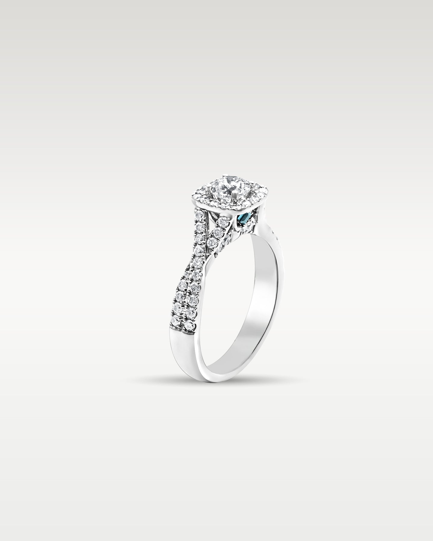 14k White Gold Diamond and Sapphire Accent Engagement Ring | Noah's Fine Jewelry DFW, Texas