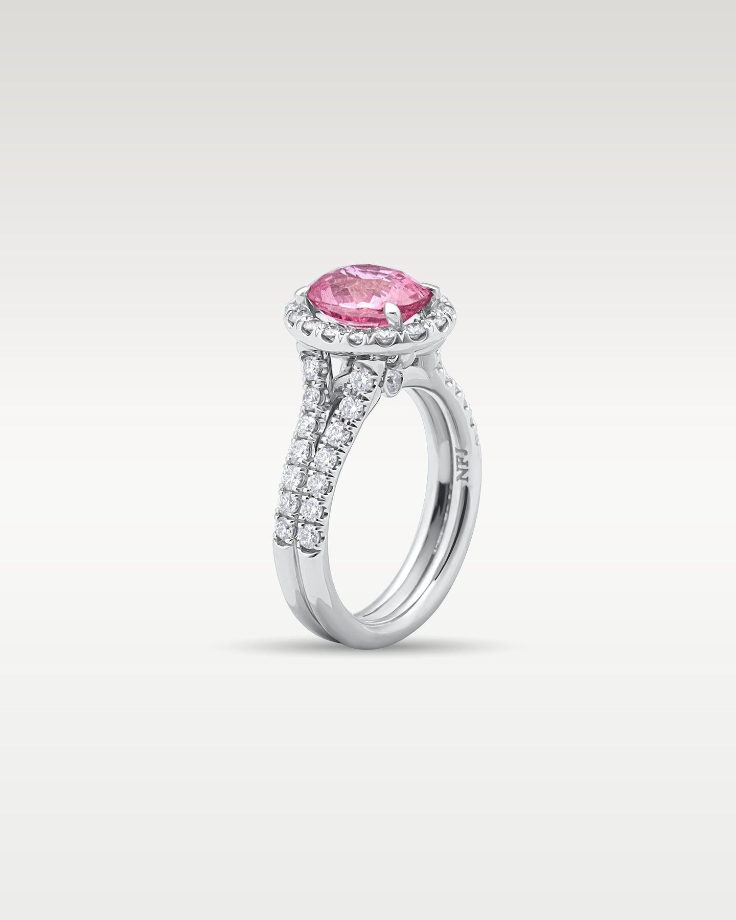 18k White Gold Diamond and Pink Sapphire Ring | Noah's Fine Jewelry TX
