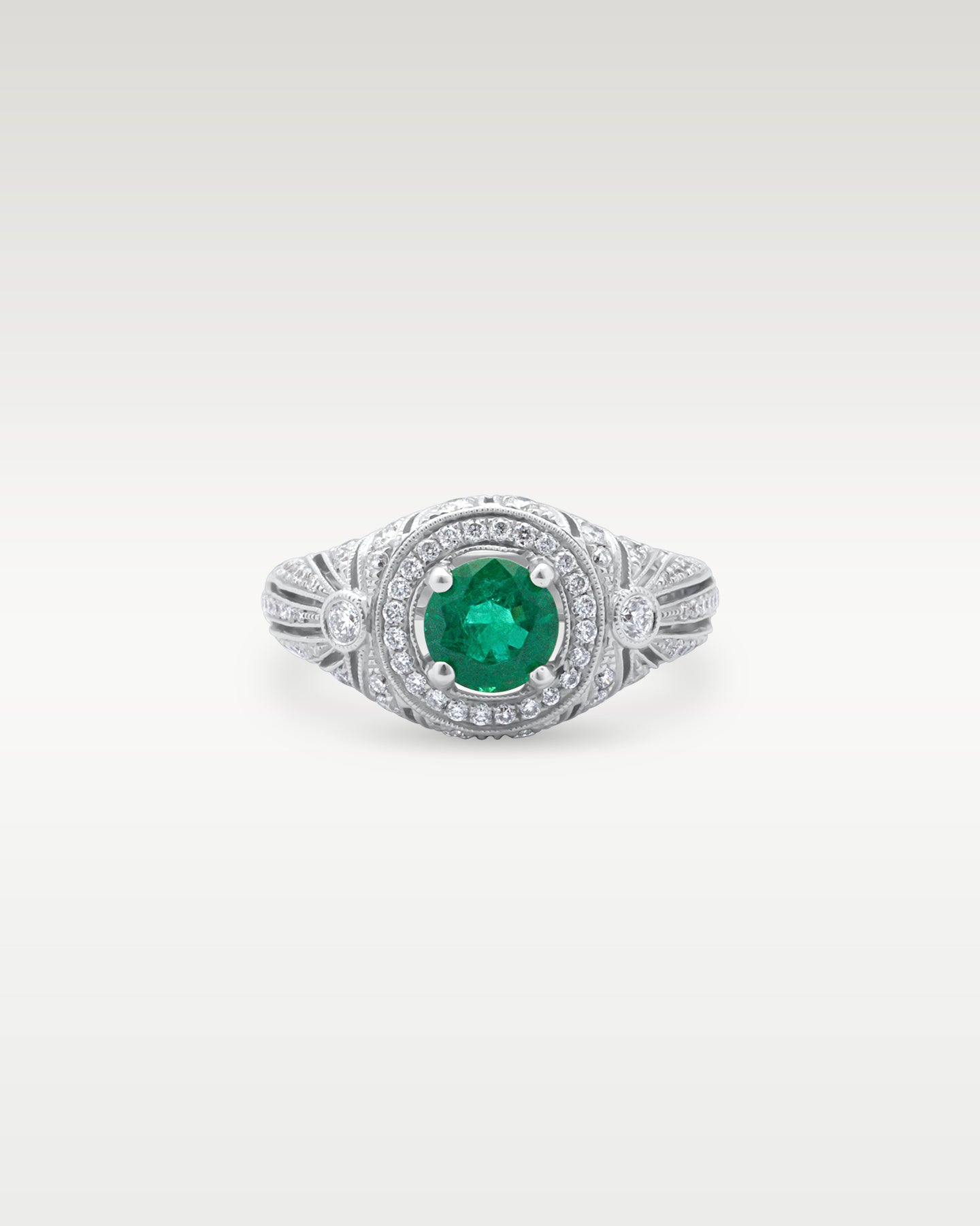18k White Gold Emerald and Diamond Ring | Noah's Fine Jewelry Dallas