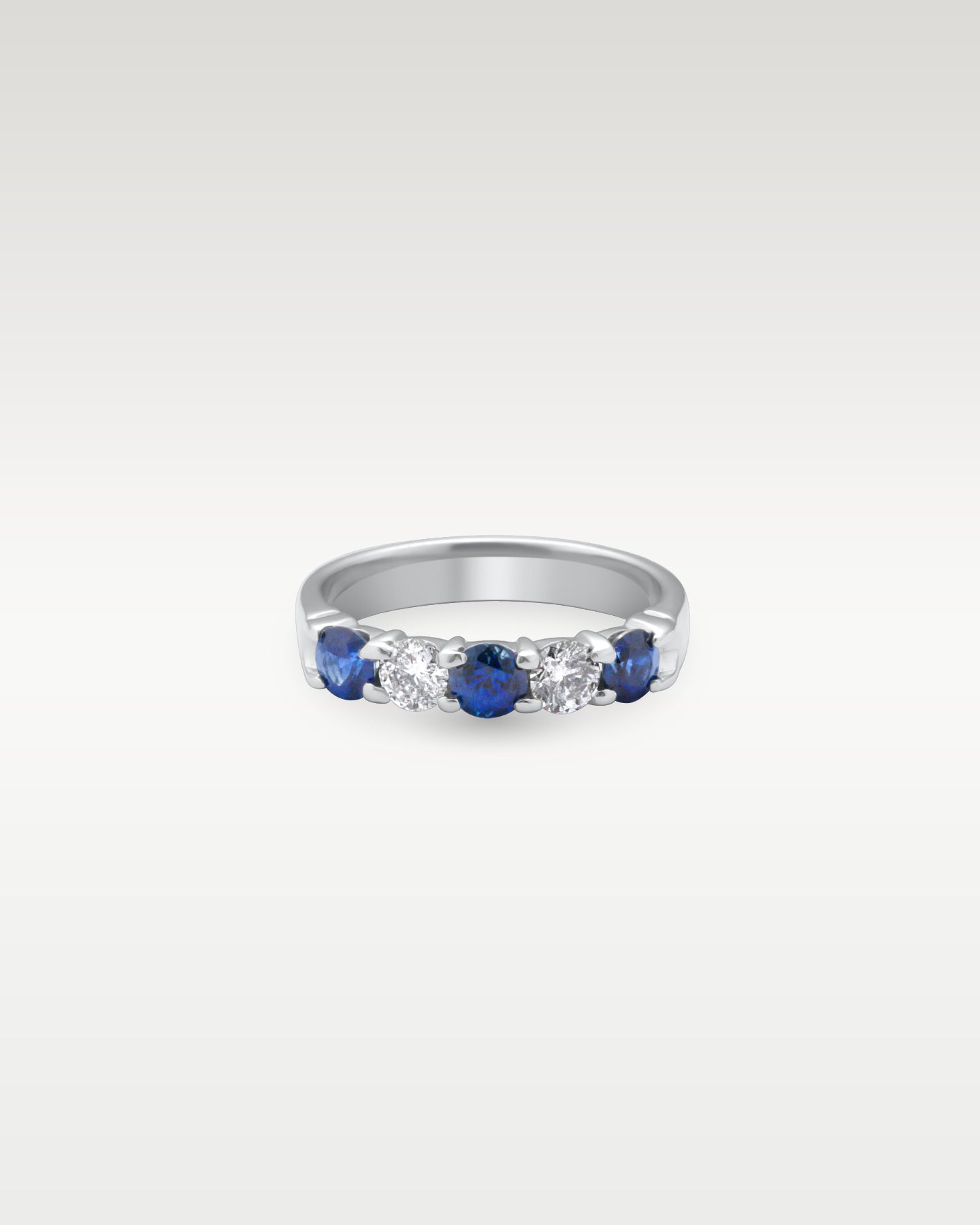 14k White Gold Five Stone Sapphire Diamond Ring | Noah's Fine Jewelry Frisco