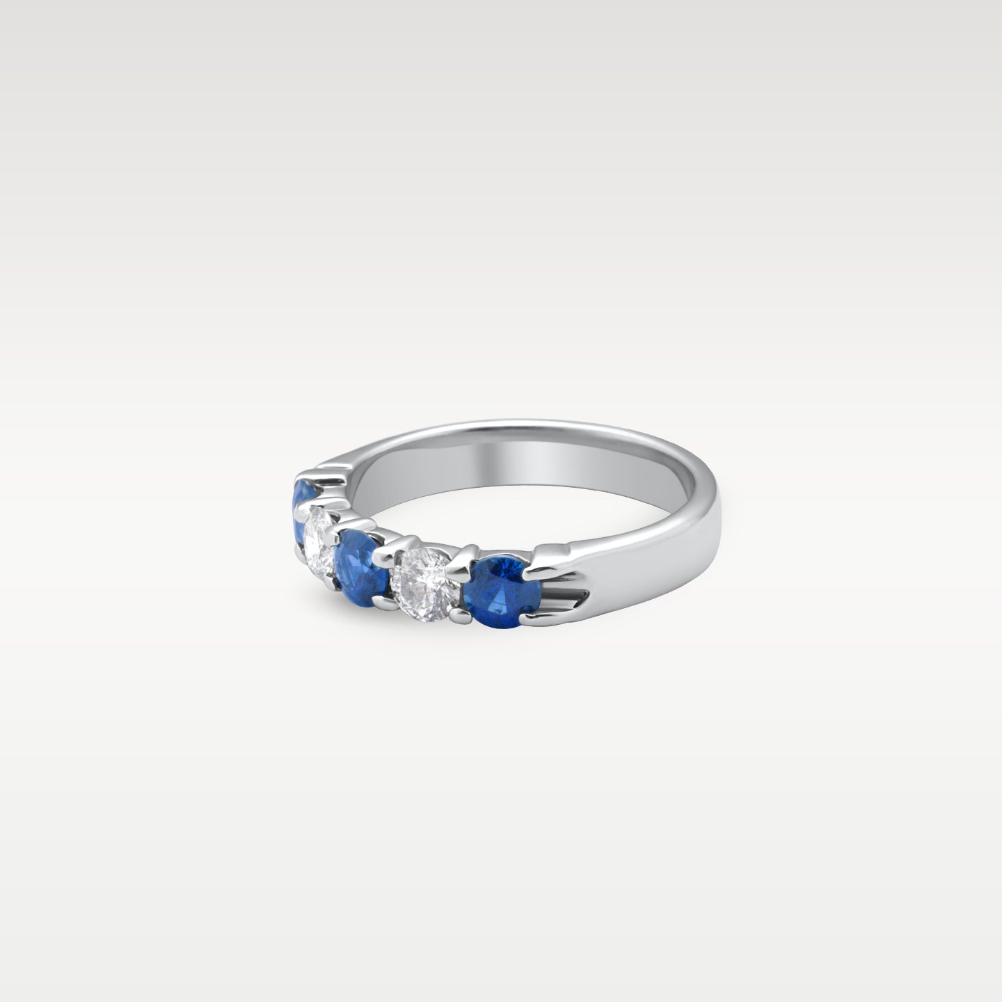 14k White Gold Five Stone Sapphire Diamond Ring | Noah's Fine Jewelry Frisco