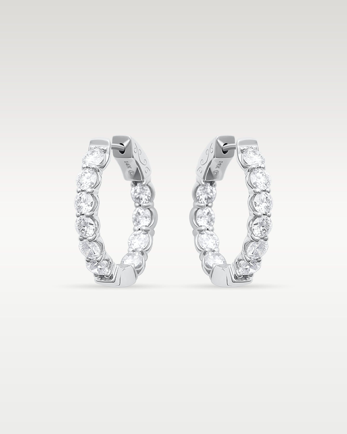 14K Gold Inside Out Diamond Hoop Earrings | Noahs Fine Jewelry & Watches