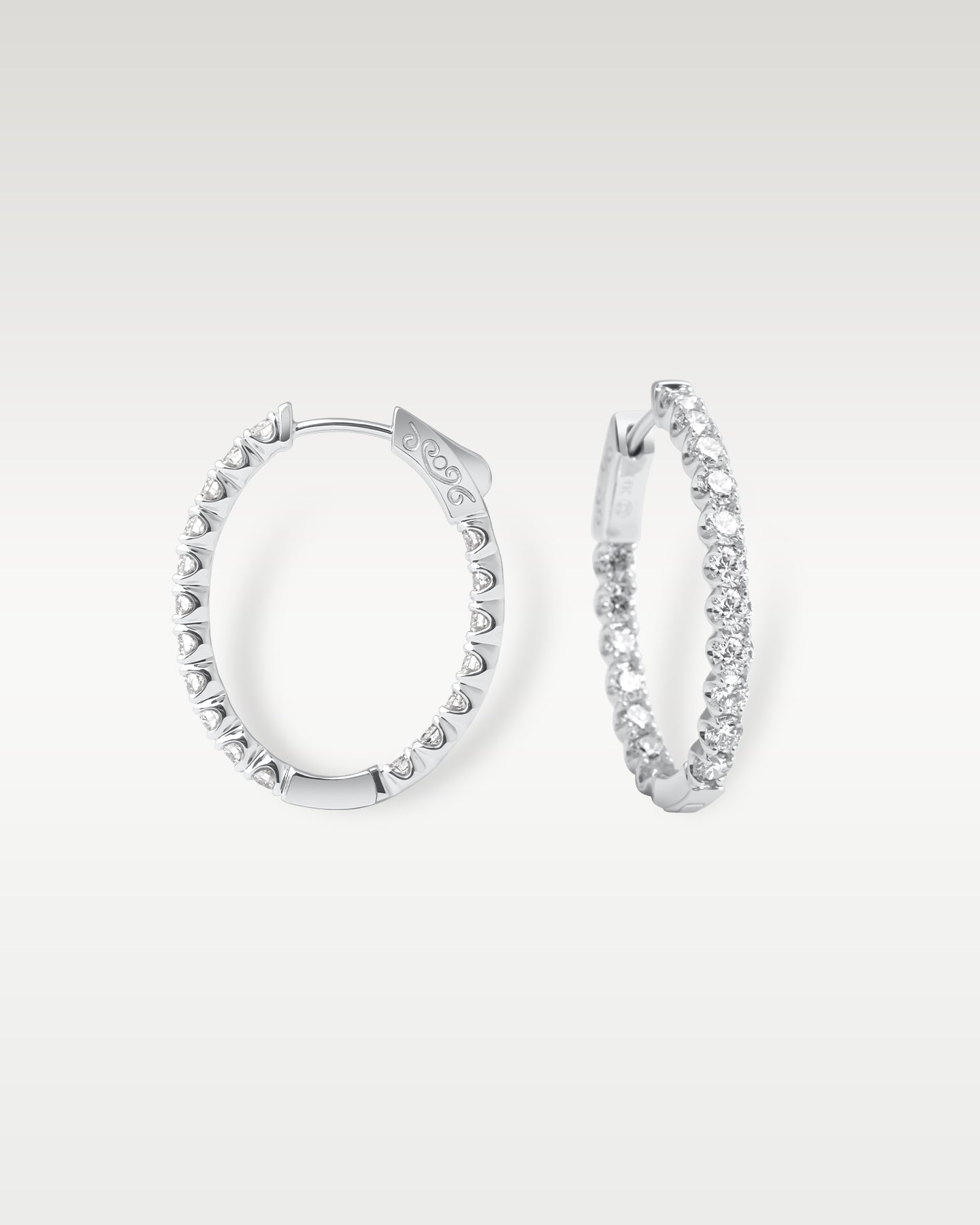 White Gold Inside Out Pave Diamond Hoop Earrings | Noah's Fine Jewelry Dallas
