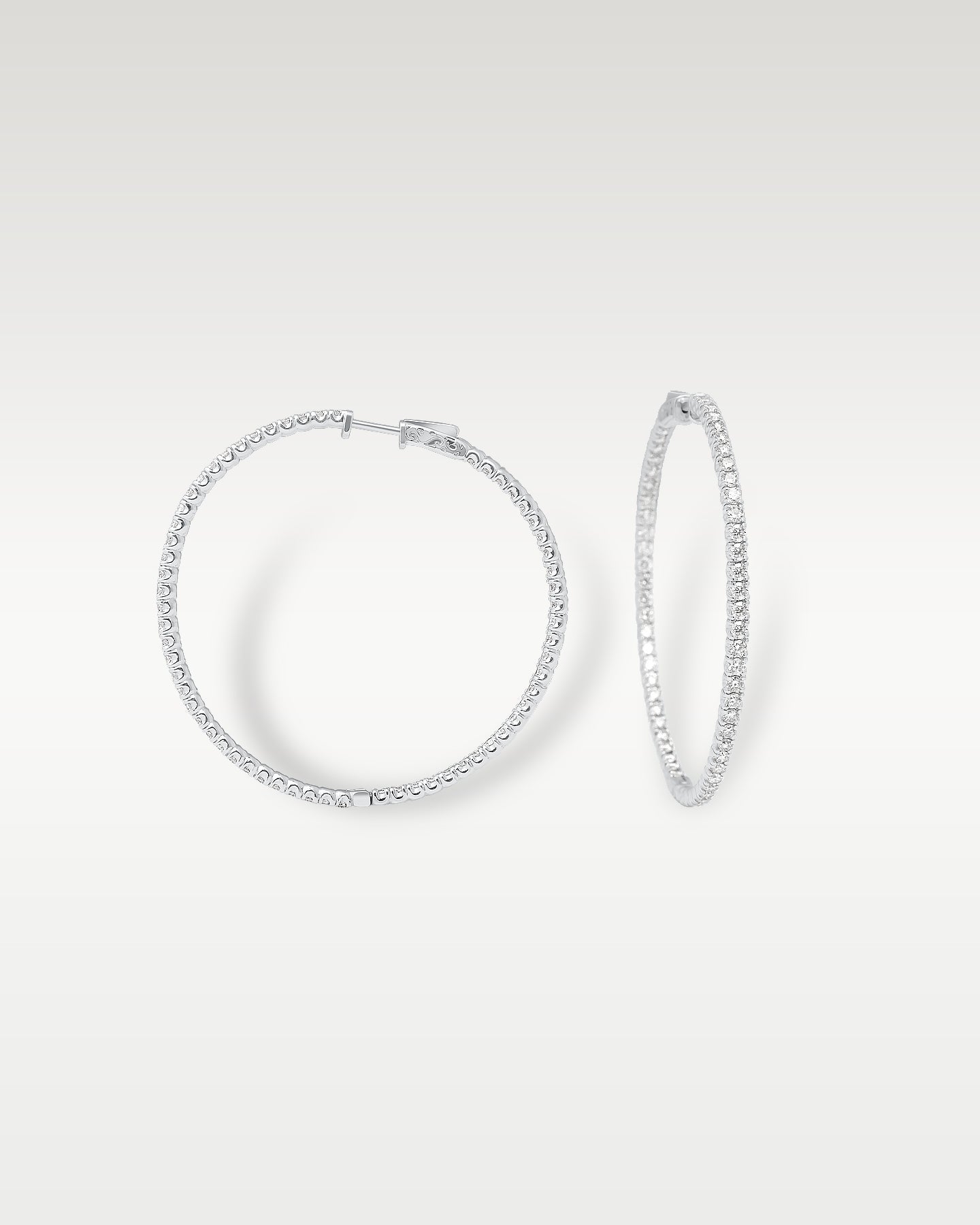 White Gold Inside Out Diamond Hoop Earrings | Noah's Fine Jewelry Dallas