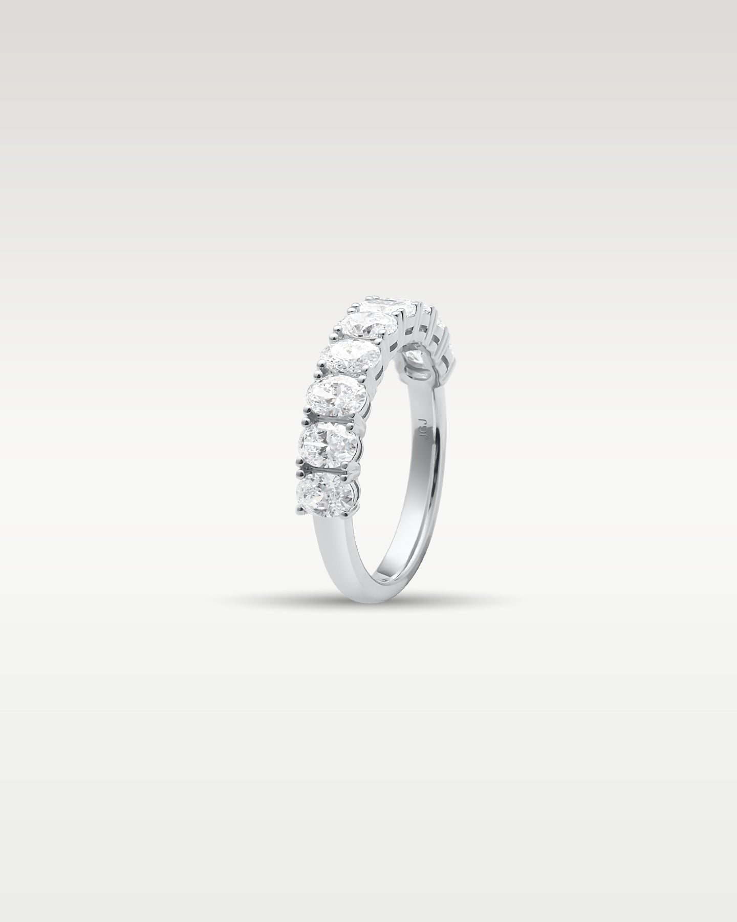 18k White Gold Oval Cut Diamond Half Eternity Band | Noah's Fine Jewelry TX
