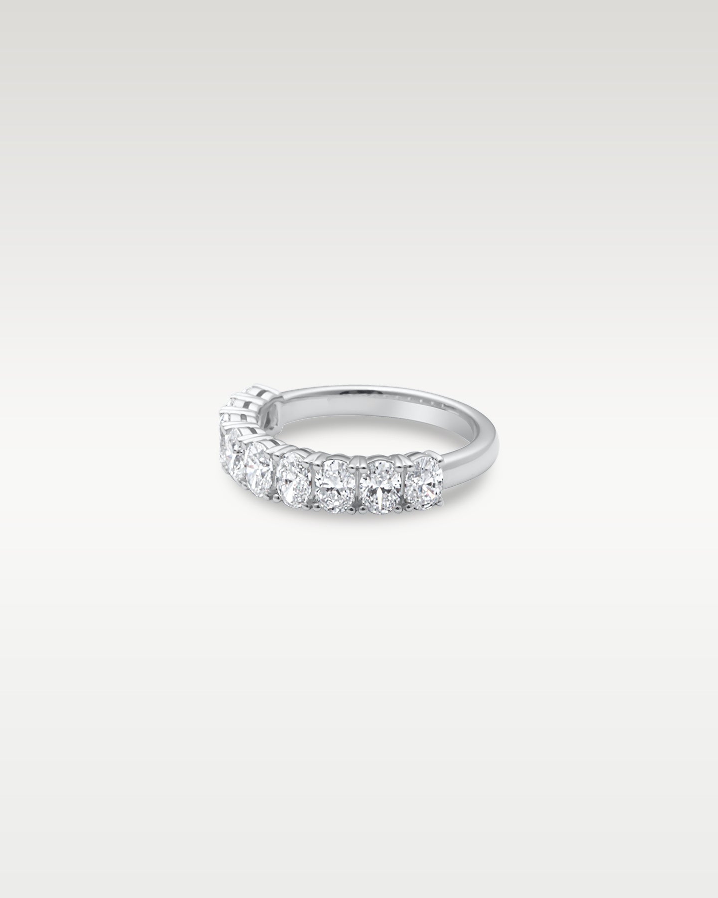 18k White Gold Oval Cut Diamond Half Eternity Band | Noah's Fine Jewelry TX