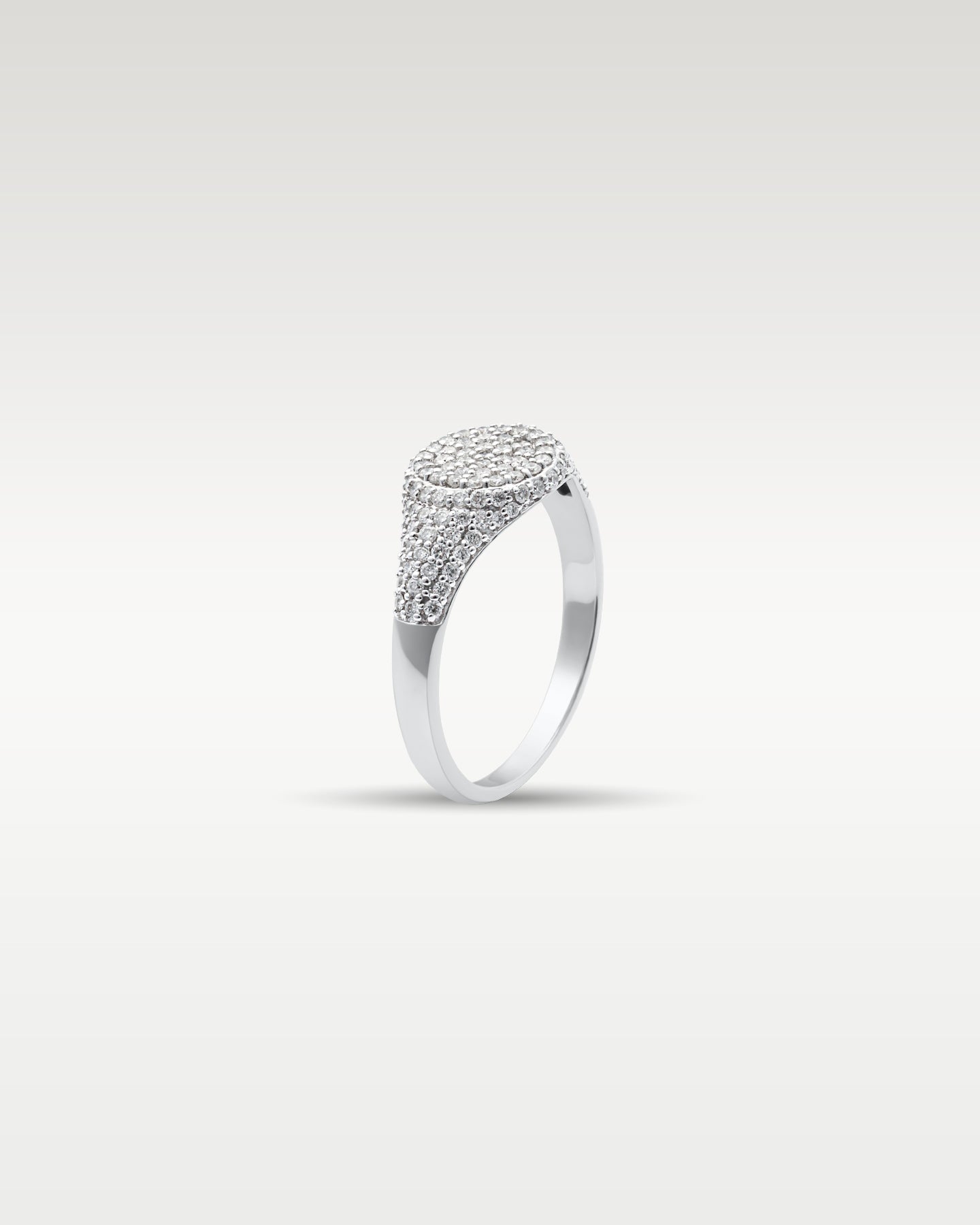 14k White Gold Pavé Diamond Signet Ring | Noah's Fine Jewelry Frisco, TX