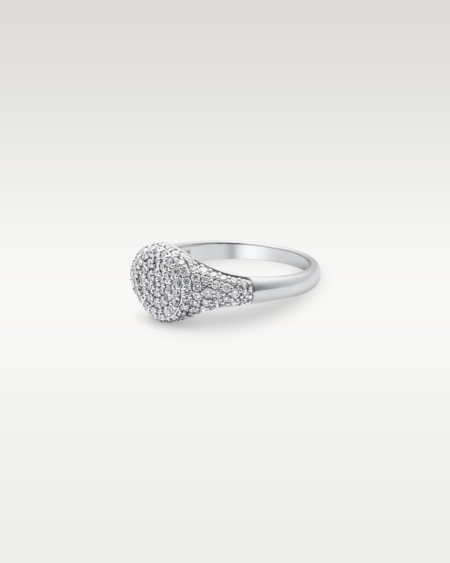 14k White Gold Pavé Diamond Signet Ring | Noah's Fine Jewelry Frisco, TX