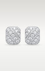 14K White Gold Rectangular Diamond Cluster Studs | Noah's Fine Jewelry Dallas, Texas