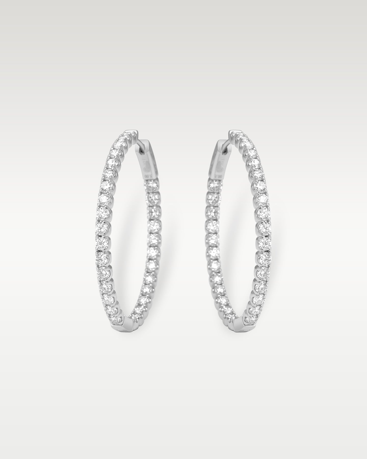 White Gold Pave Round Diamond Hoop Earrings | Noah's Fine Jewelry Dallas