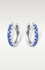 White Gold Sapphire Huggie Hoop Earrings | Noah's Fine Jewelry Dallas