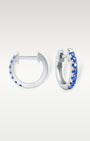 White Gold Sapphire Huggie Hoop Earrings | Noah's Fine Jewelry Dallas