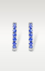 White Gold Sapphire Huggie Hoop Earrings | Noah's Fine Jewelry Dallas