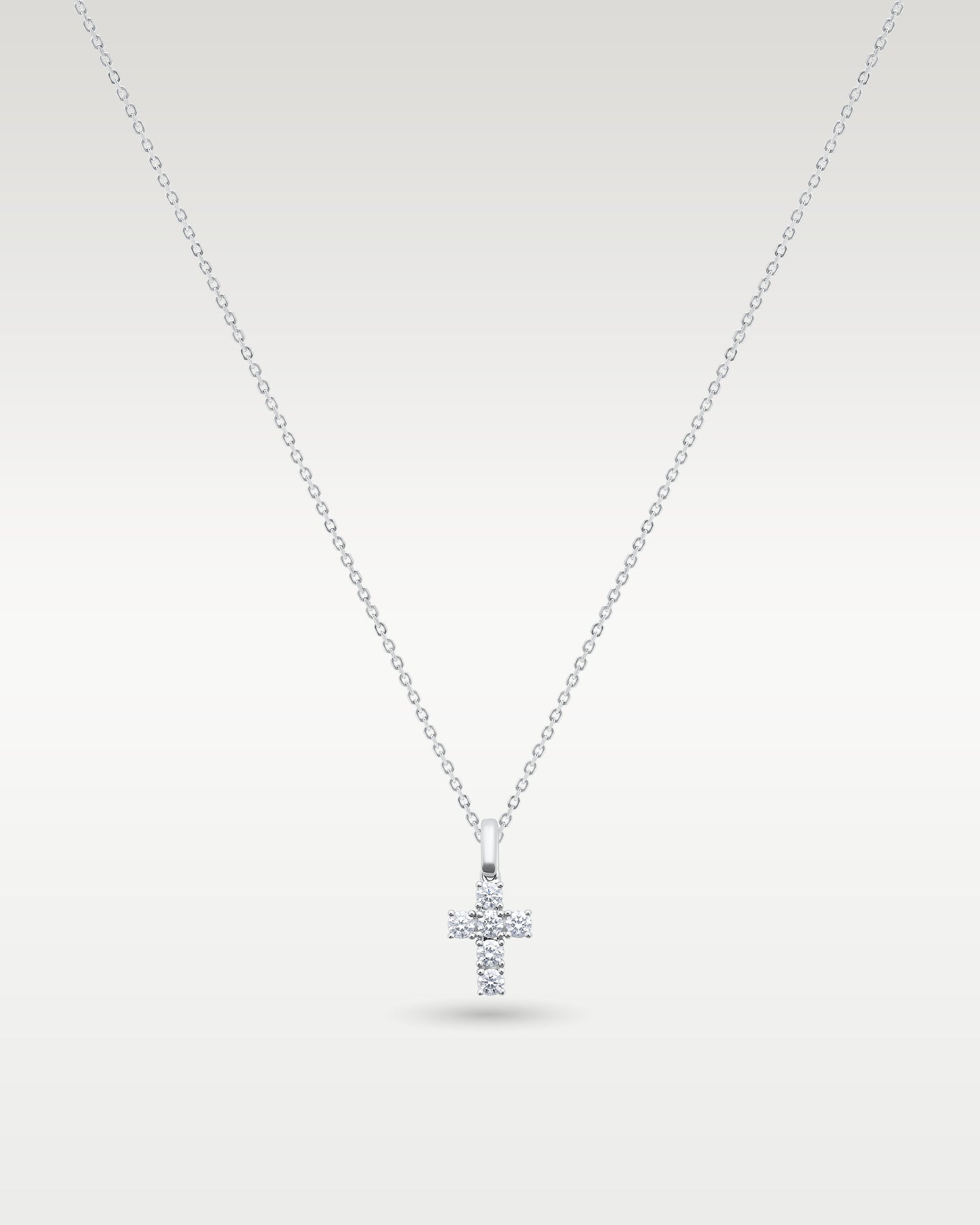 14k White Gold Six Diamond Cross Pendant Necklace | Noah's Fine Jewelry Frisco, Texas