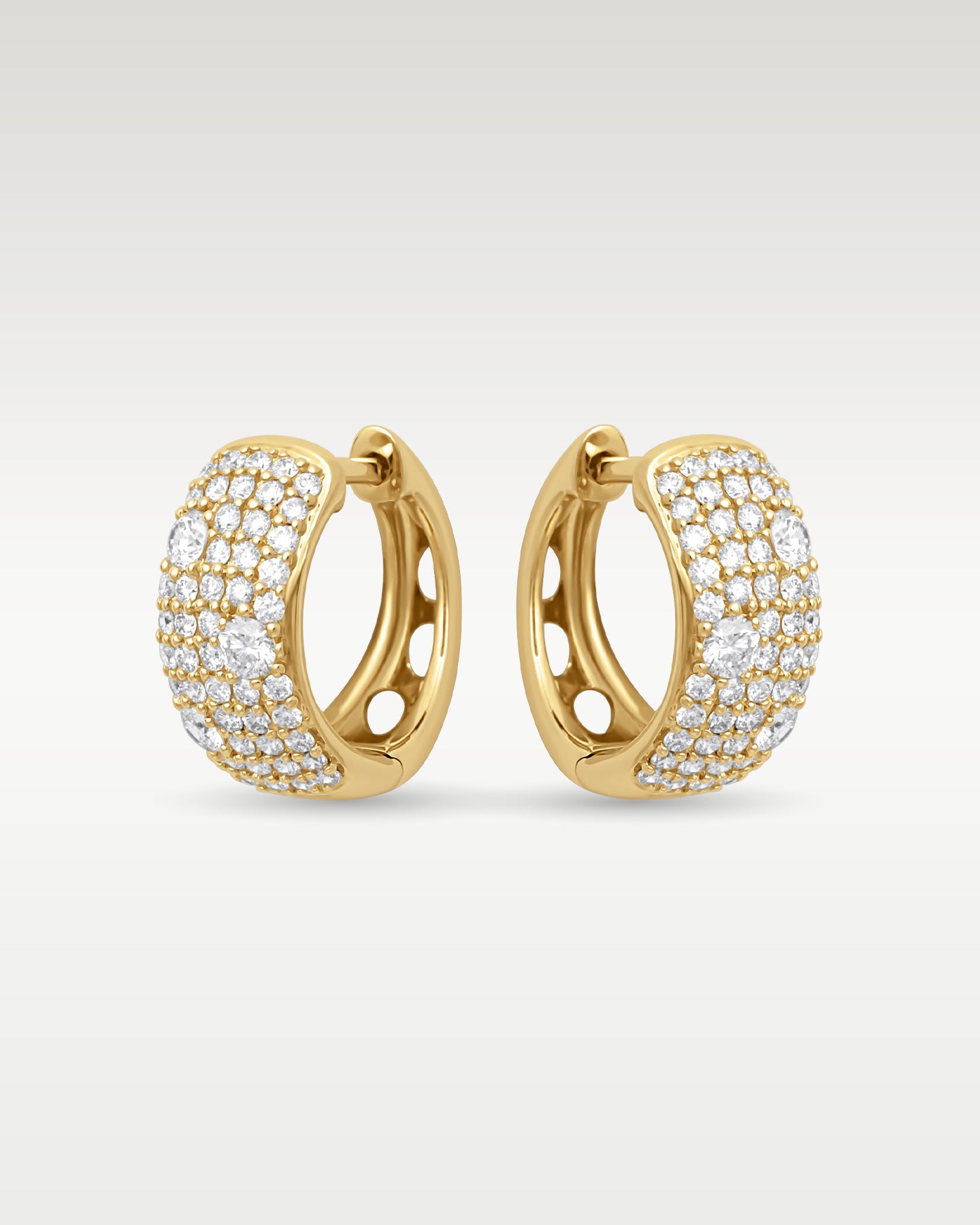 Yellow Gold 1CT Diamond Pave Hoops at Noah's Fine Watches & Jewelry