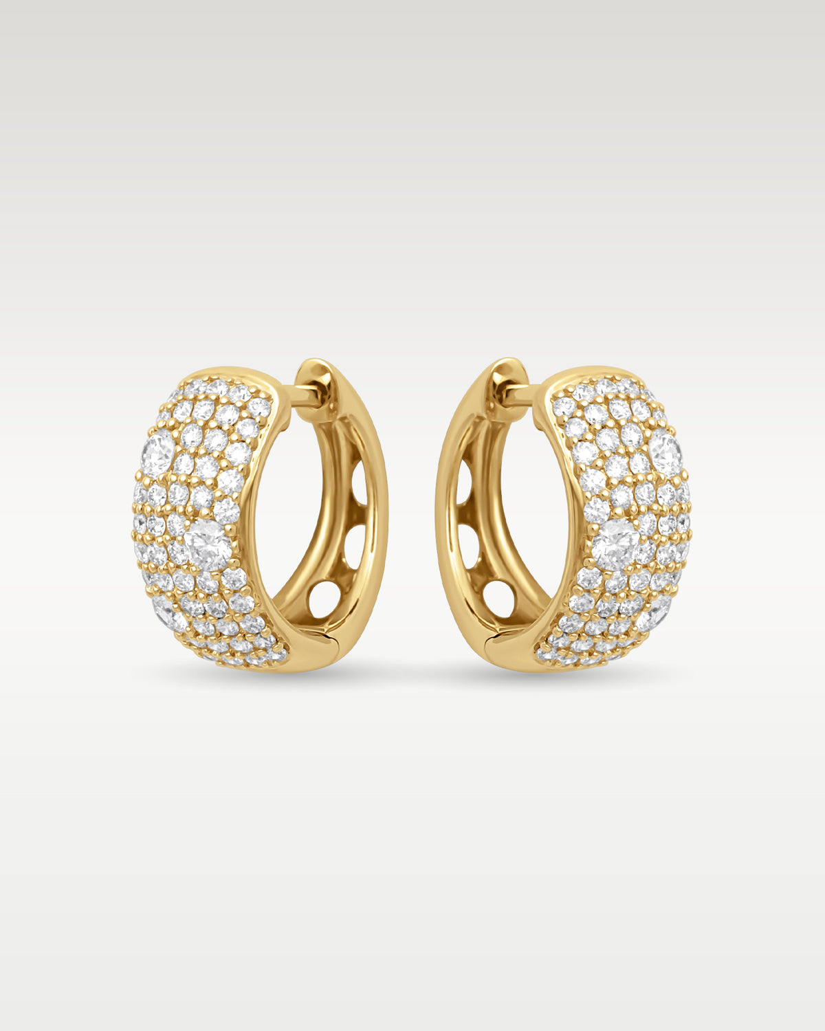 Yellow Gold 1CT Diamond Pave Hoops at Noah's Fine Watches & Jewelry