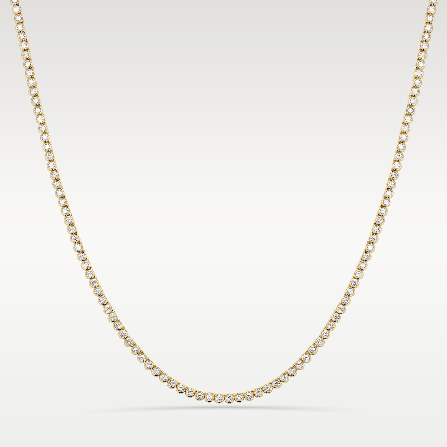Yellow Gold 3.96CT Bezel Tennis Necklace | Noahs Diamond Jewelry Texas
