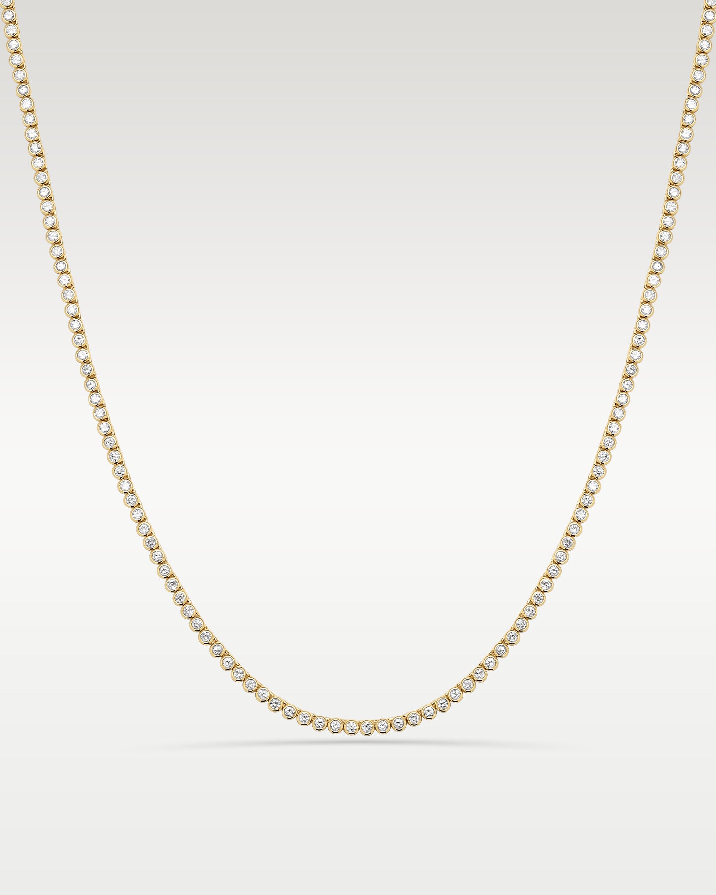 Yellow Gold 3.96CT Bezel Tennis Necklace | Noahs Diamond Jewelry Texas
