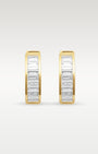 14K Yellow Gold Baguette Diamond Huggies | Noah's Fine Jewelry Dallas, Texas