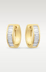 14K Yellow Gold Baguette Diamond Huggies | Noah's Fine Jewelry Dallas, Texas