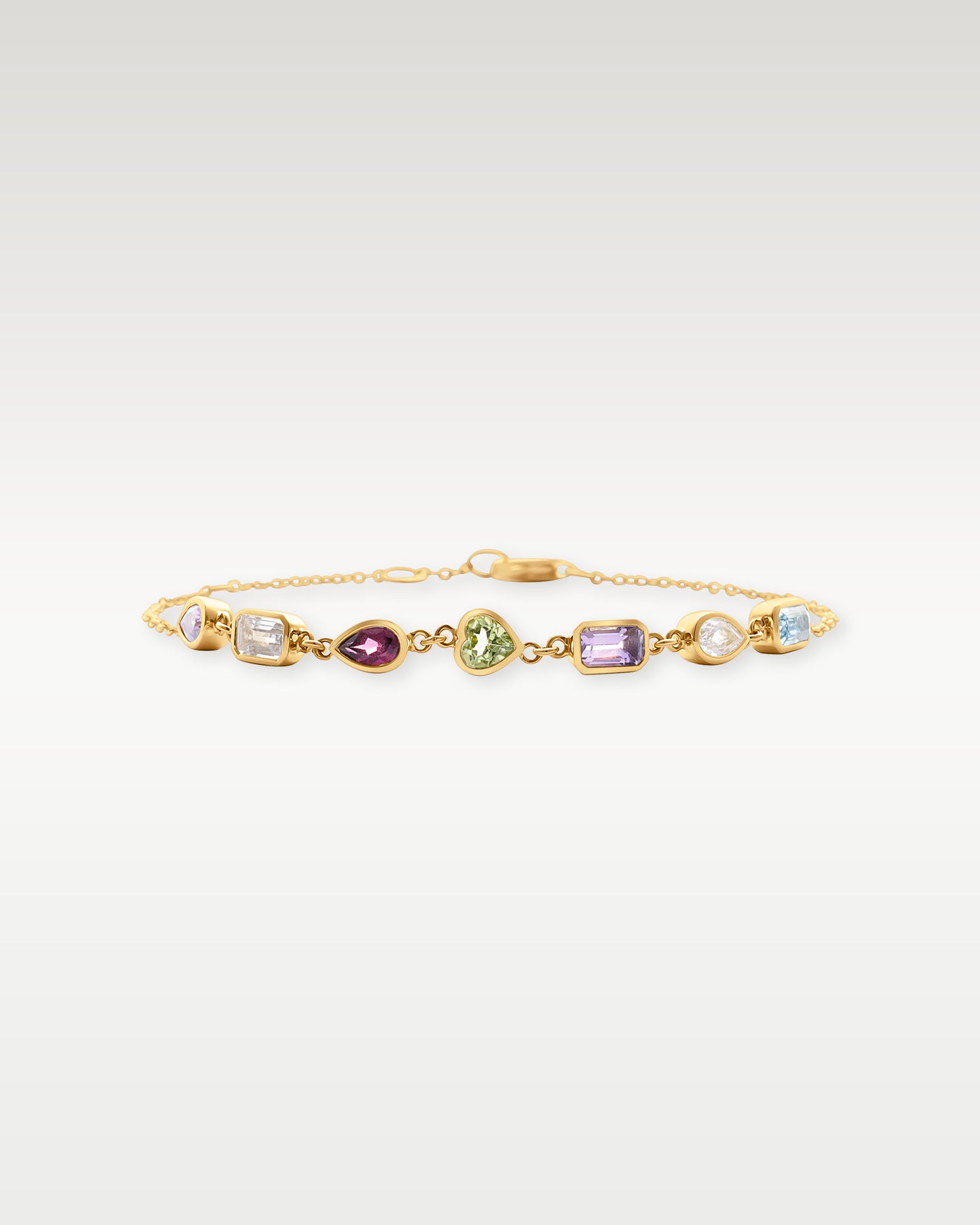 Yellow Gold Colorful Multi-Stone Chain Bracelet | Noah's Fine Jewelry Dallas, Texas